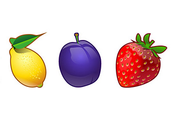 Fruit icons to be used in slots games.